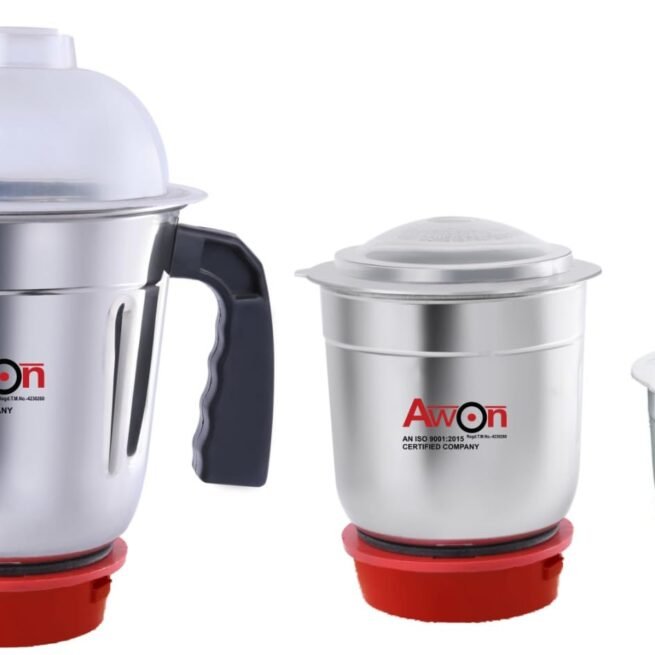 Awon || Mixer grinder 3 pc jar set | Compatible with Maharaja solo Mixer Grinders | 300+800+1200ml Jar set | 4 teeth high grade