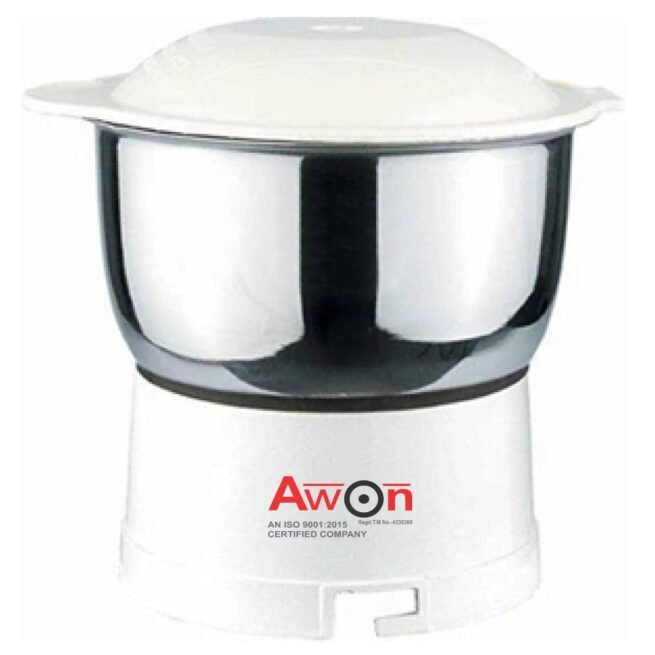 Awon || 450 ml Chutney Jar, Quality Stainless Steel Blades, Suitable for All mixer Grinder With 4 Teeth Lock | All in one Jar || Bajaj, maharaja, lnalsa, kenstar, oriant etc || (White Led)