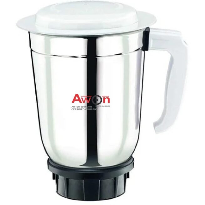 Awon Mixer Grinder Jar, Compatible with Bajaj Mixers, 1200ml, Stainless Steel Blades, Silver (Bajaj Big Jar-1200ML)
